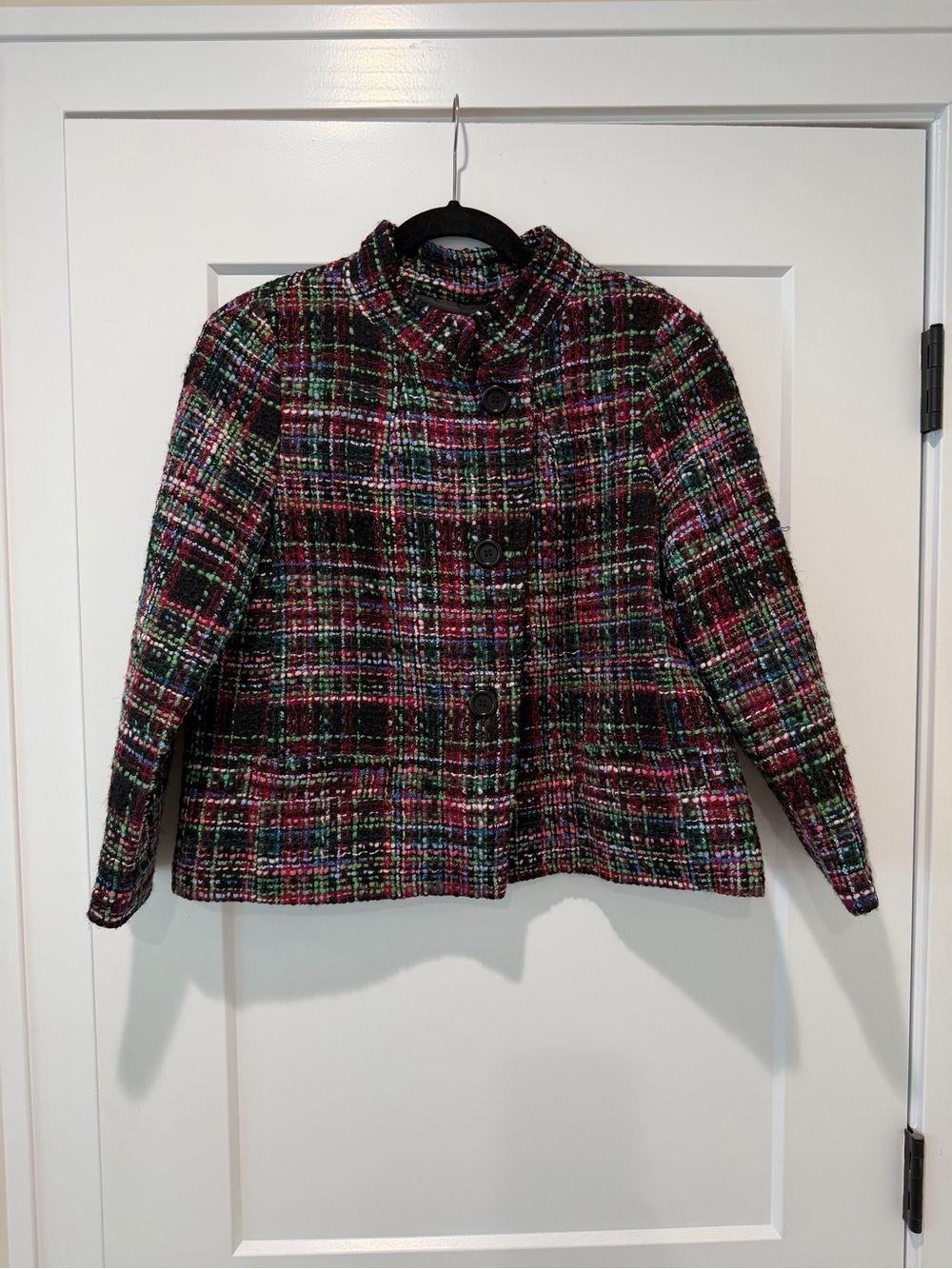 Talbots Multicolor Tweed Jacket with Black Buttons size 10p